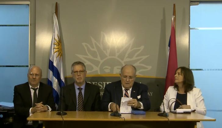 Edgardo Novick, Jorge Vázquez y Rudolph Giuliani.  Foto: Presidencia de la República. 