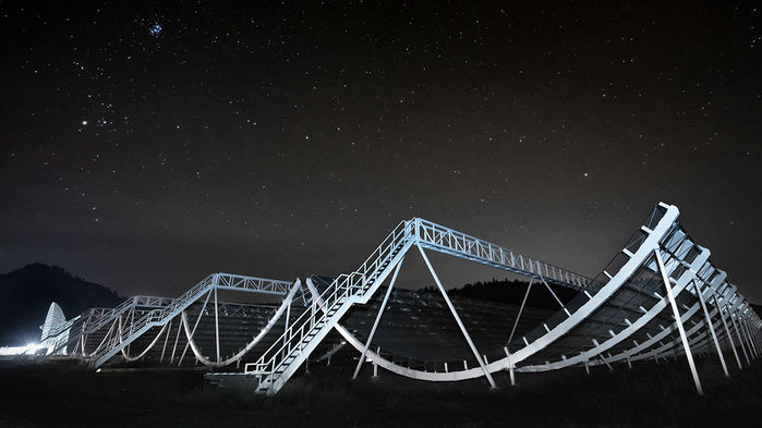 Radiotelescopio del proyecto CHIME, en Canadá. Foto: Andre Renard / CHIME
