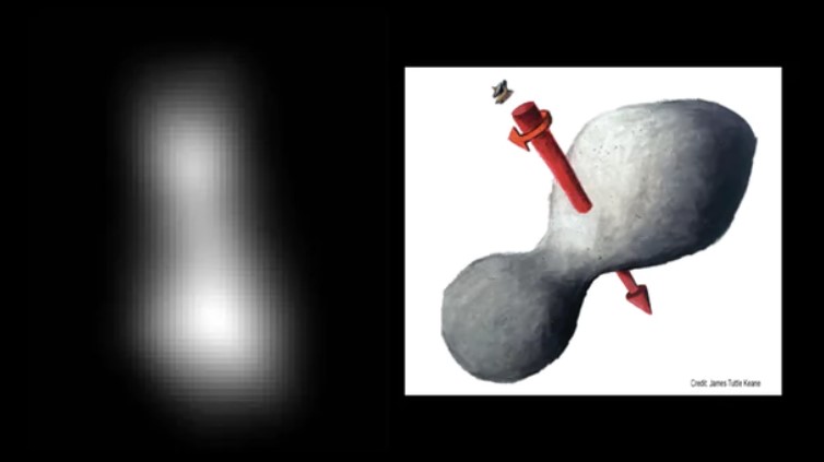 A la izquierda, la imagen enviada por New Horizons. A la derecha un modelado 3D hecho por la NASA