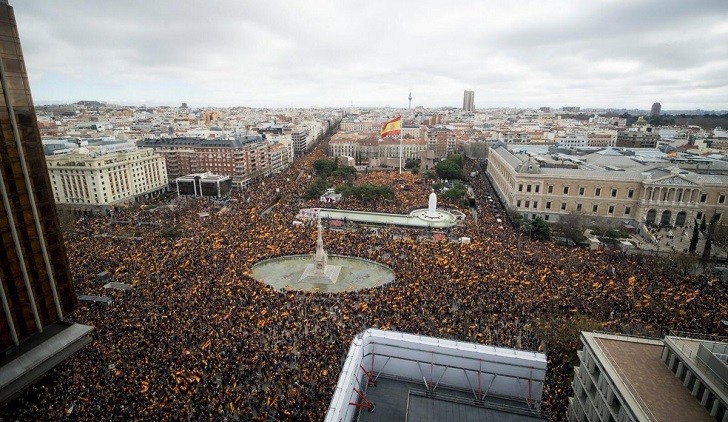 Manifestación de la derecha en Madrid contra el Gobierno de Pedro Sánchez.