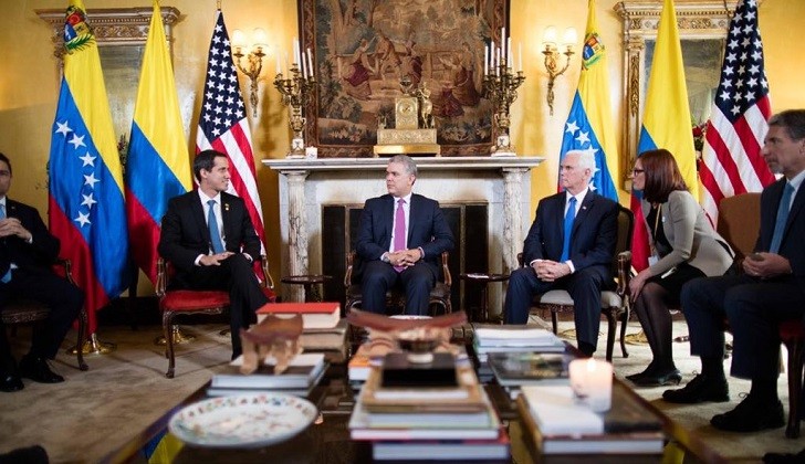 Guaidó y Pence participaron de la reunión del Grupo de Lima en Colombia .