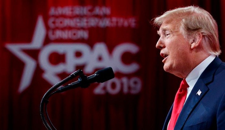 President Donald Trump speaks at Conservative Political Action Conference, CPAC 2019, in Oxon Hill, Md., Saturday, March 2, 2019. (AP Photo/Carolyn Kaster)