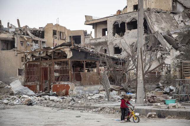 Un barrio de Raqqa, Siria, totalmente destruido por la guerra, en una imagen de archivo de 2019. Foto: AI