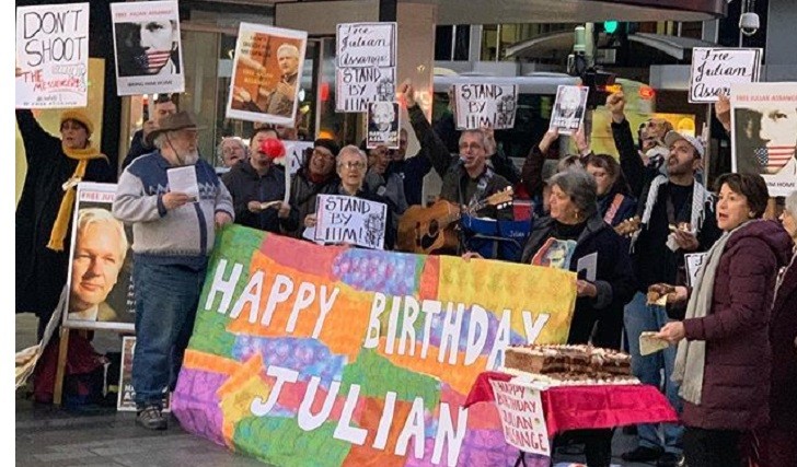 Manifestaciones por el 48 cumpleaños de Julian Assange y para exigir su liberación