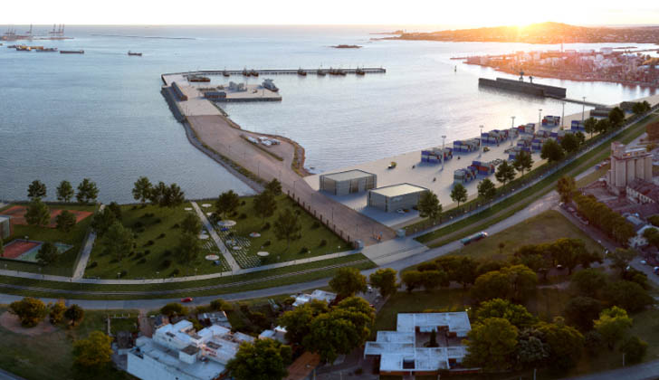Vista panorámica del futuro puerto Capurro. Foto: Ministerio de Transporte y Obrasa Públicas.