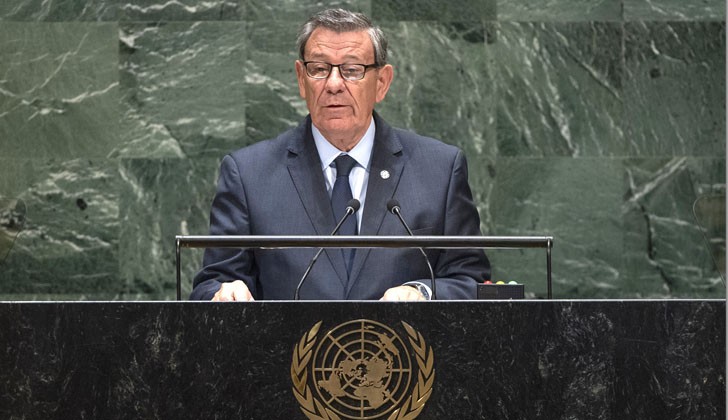 Ministro de Relaciones Exteriores, Rodolfo Nin Novoa durante su intervención en Naciones Unidas. Foto: Cancillería.