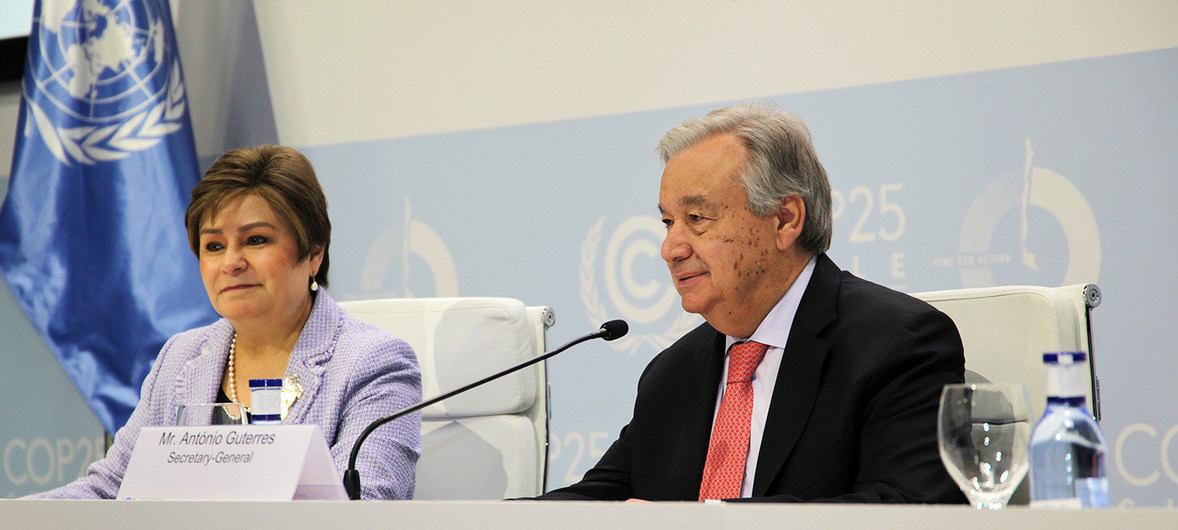 El Secretario General de la ONU, António Guterres en la inauguración de la COP25. Foto: ONU