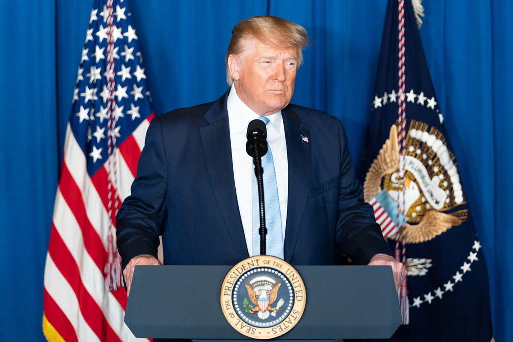 Trump en conferencia de prensa tras el asesinato de Soleimani. Foto: The White House / Flickr 