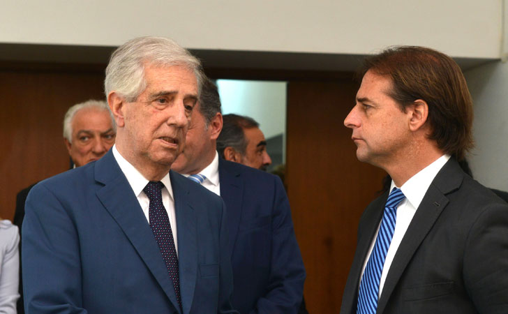 El presidente Tabaré Vázquez junto al mandatario electo, Luis Lacalle Pou / Foto: Presidencia
