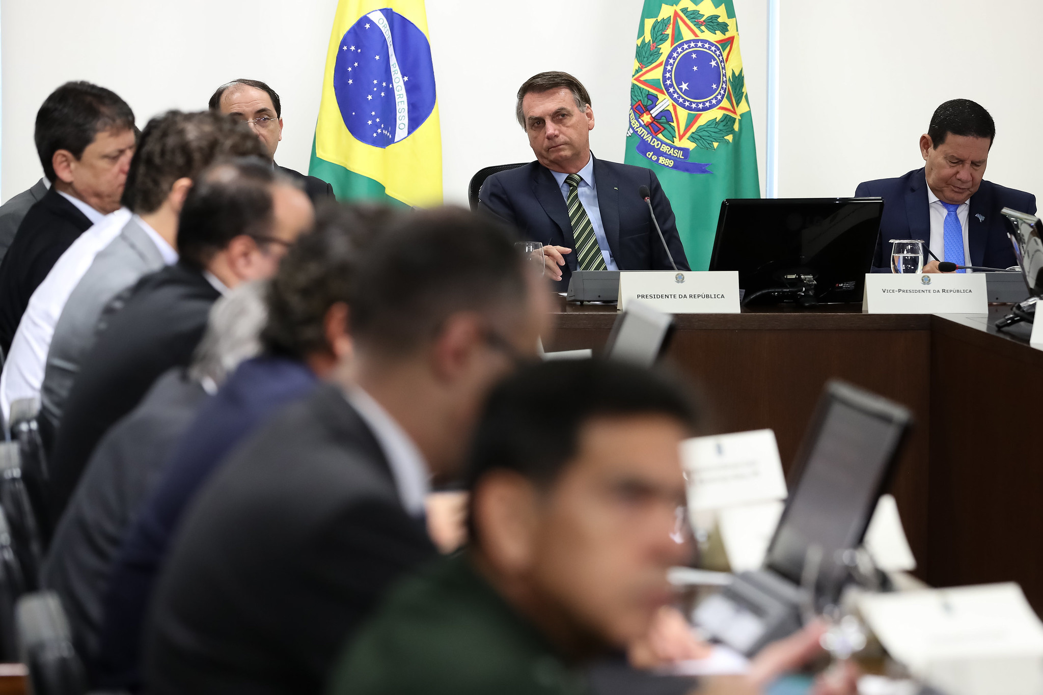 Bolsonaro en una reunión con su gabinete. Foto: Flickr / Palacio de Planalto