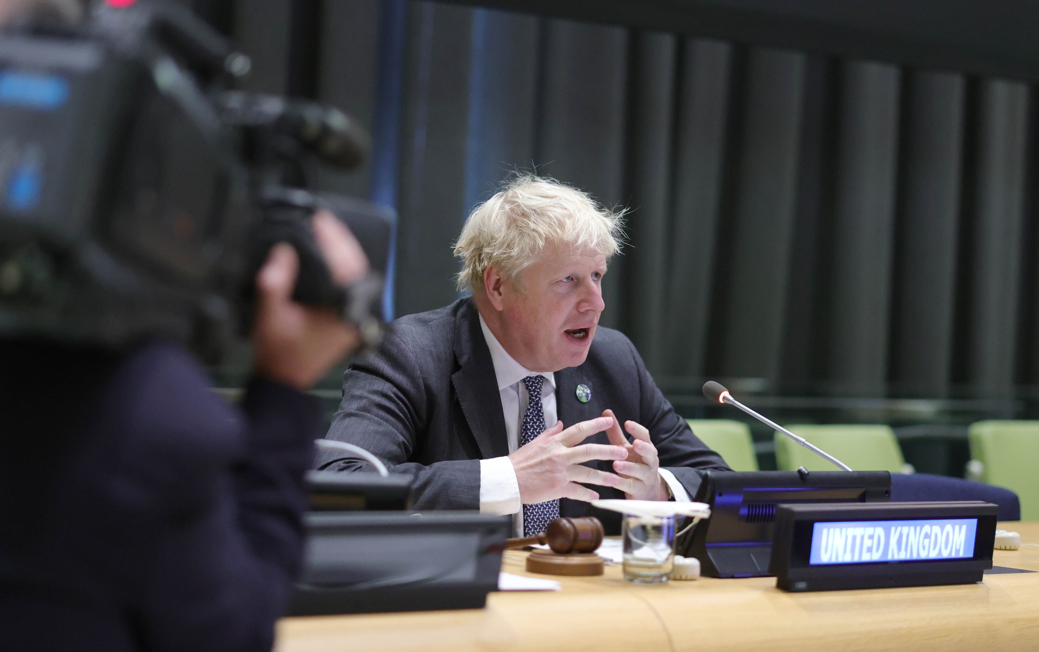 Boris Johnson hablando en la Asamblea General de las Naciones Unidas. Foto: Twitter / Boris Johnson