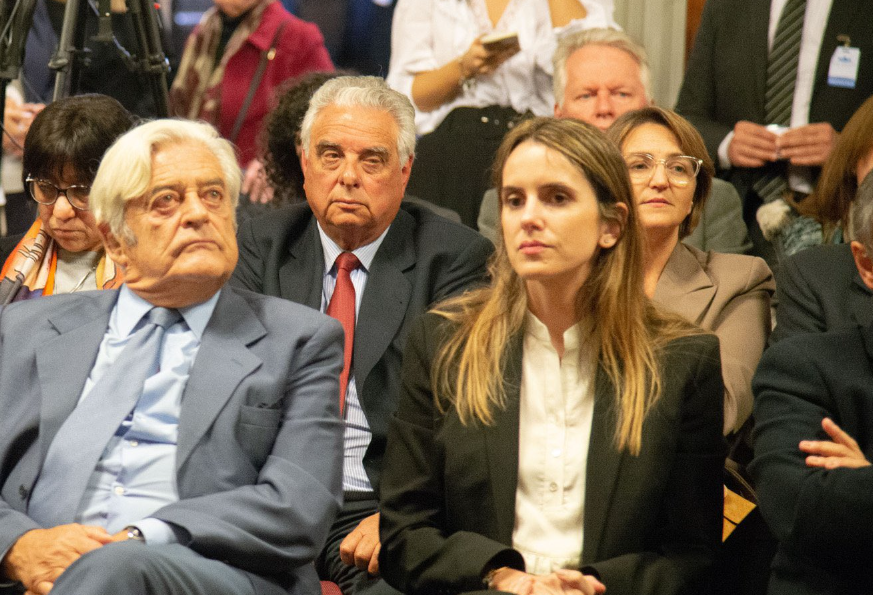 Carolina Ache junto con el expresidente, Luis Alberto Lacalle, en una actividad en setiembre 2022. Foto: Twitter / Carolina Ache