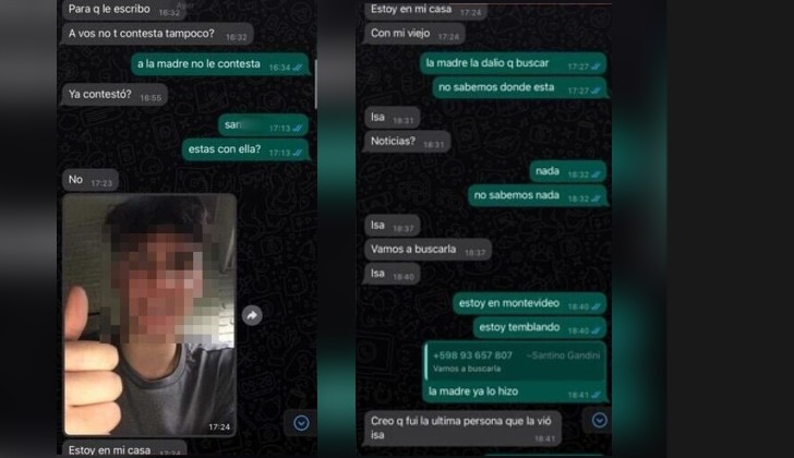 Los chats de WhatsApp del femicida de Valentina Cancela antes de admitir que la había asesinado.