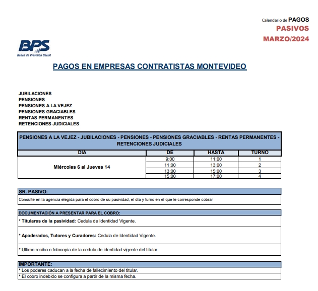 pagos bps marzo 2024 pagos de empresas contratistas montevideo
