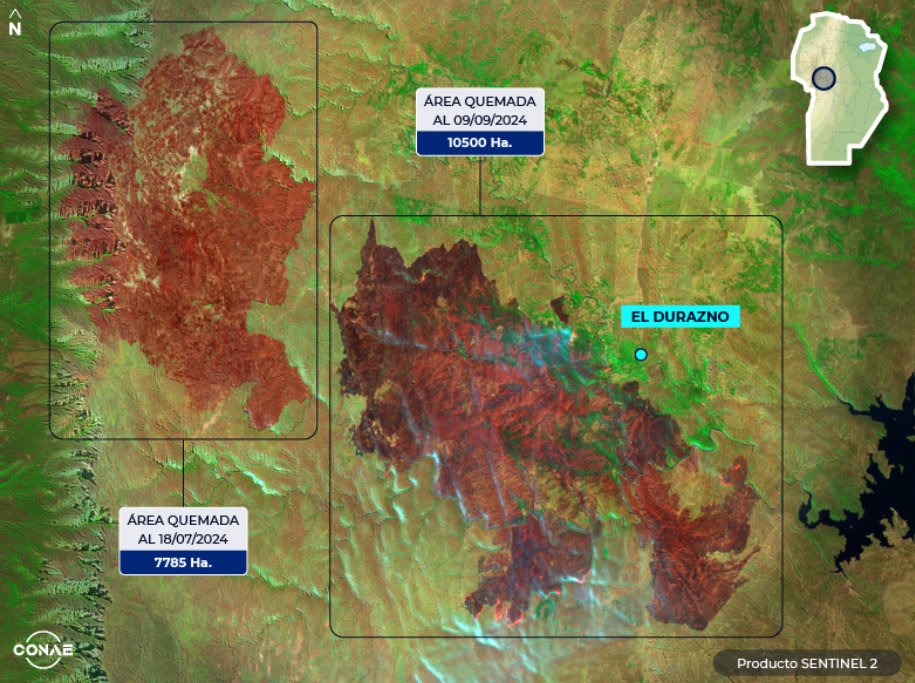 Imagenes difundidas por la CONAE, Comision Nacional de Actividades Espaciales de Argentina.