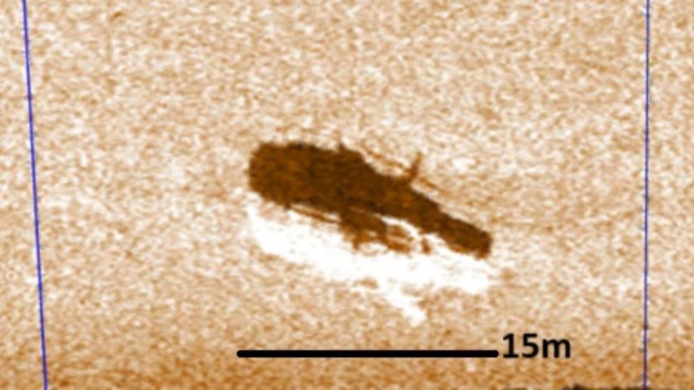 Imagen del vapor tomada con sonar lateral por CONICET