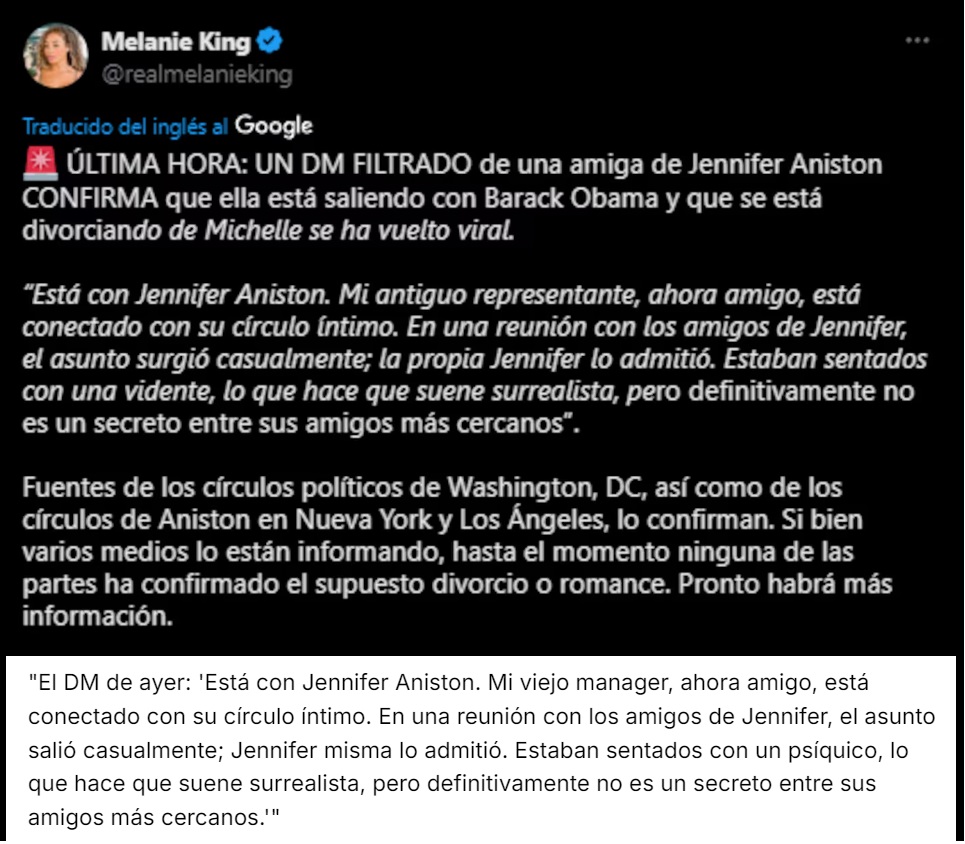 Aumentan las dudas sobre una relación entre la actriz y el ex presidente después de comentarios reveladores.