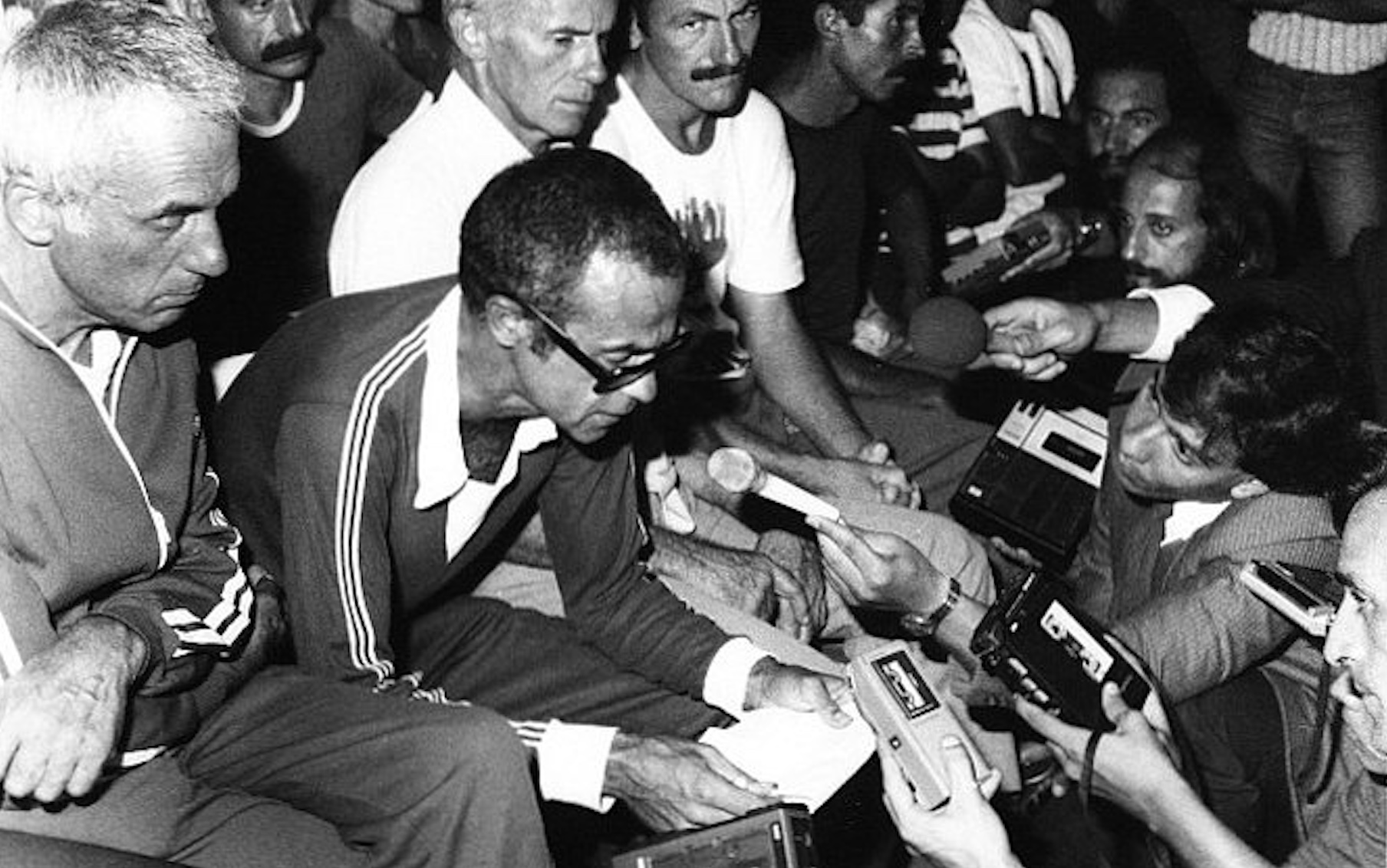 Conferencia de prensa en Conventuales el día de la liberación.