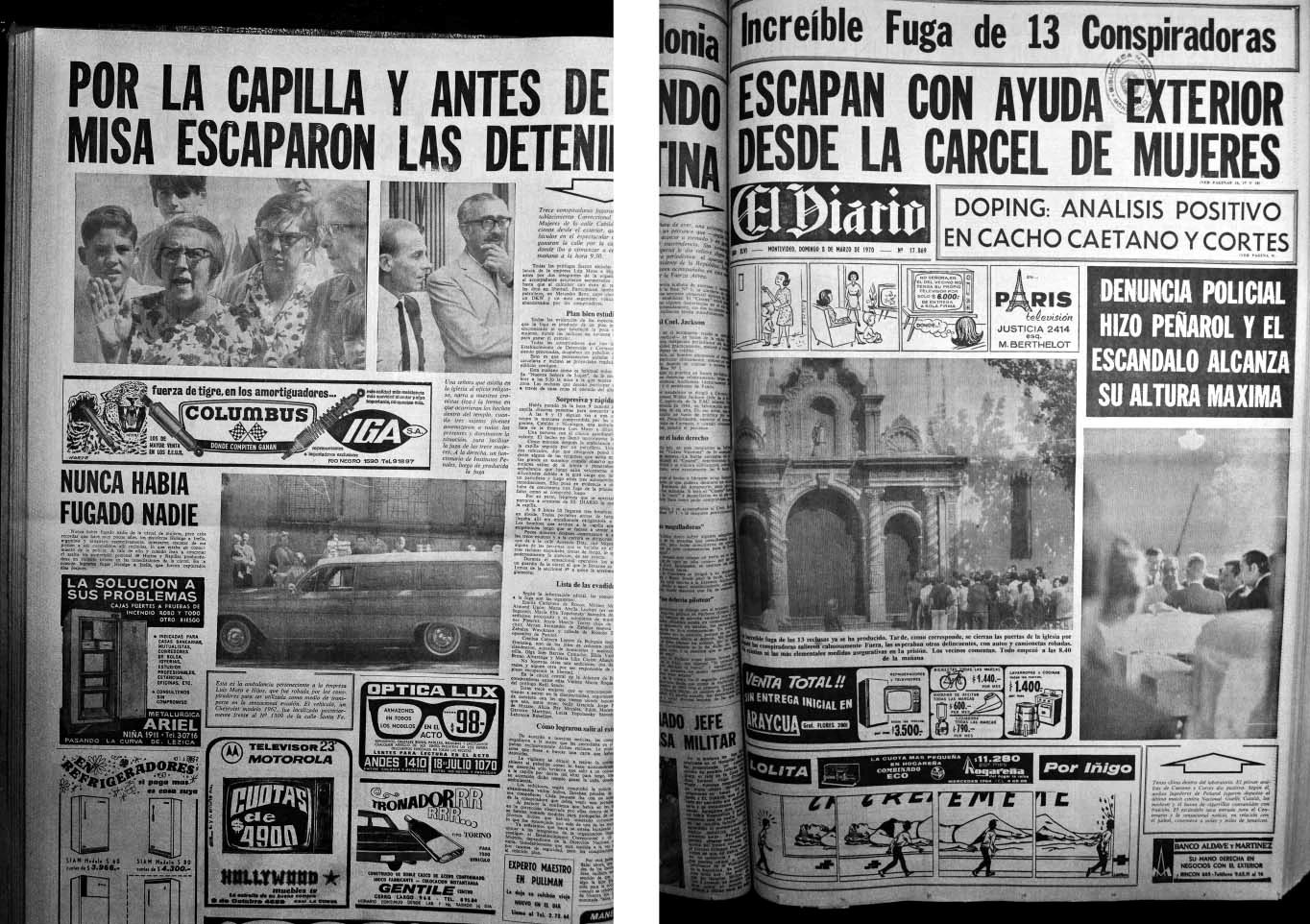 Facsímil del Diario de la Noche del 8 de marzo de 1970.