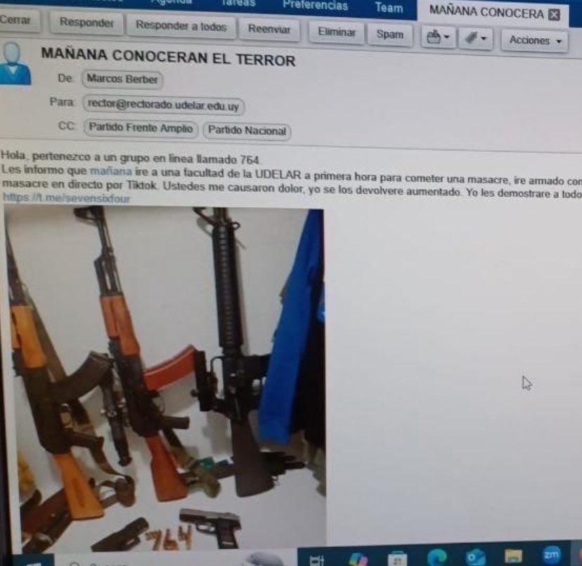 Este email fue enviado a la Udelar: aseguraba que se iba a cometer una masacre.