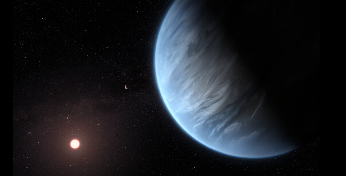 Representación del exoplaneta K2-18 b.