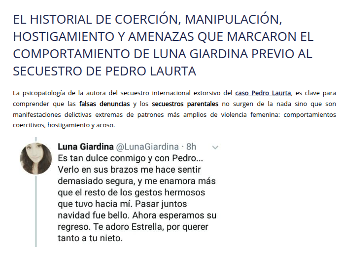 Captura de pantalla de uno de los segmentos del artículo publicado por Varones Unidos
