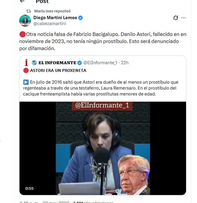 La publicación hecha por la cuenta de X “El Informante”