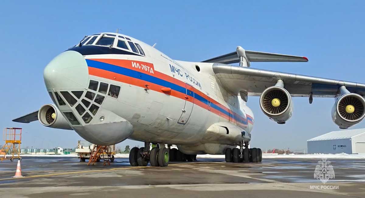 Avión de carga Ilyushin Il-76. Imagen del Ministerio de Emergencias de Rusia.