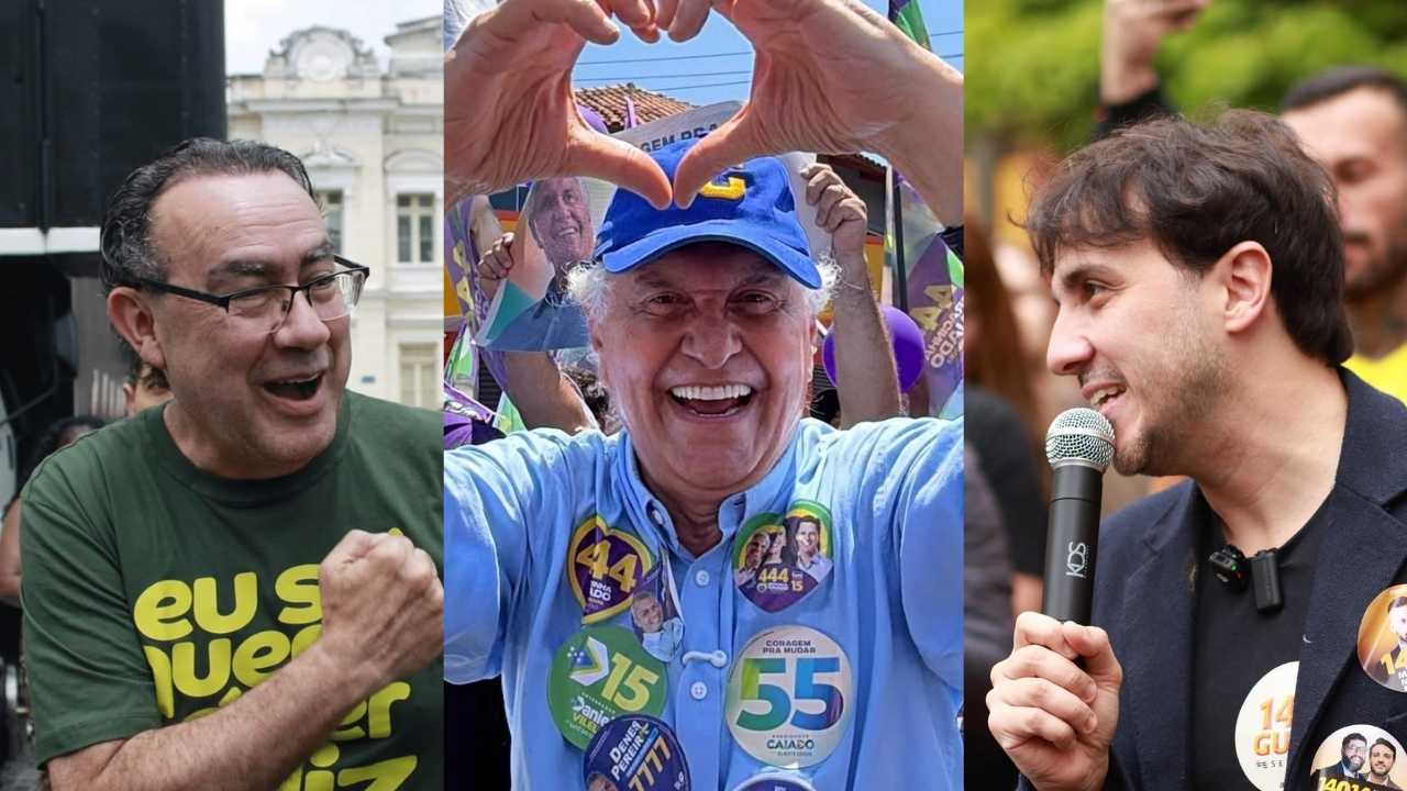 De izquierda a derecha, Augusto Cury, Ronaldo Caiado y Renan Santos. Fotos: redes sociales
