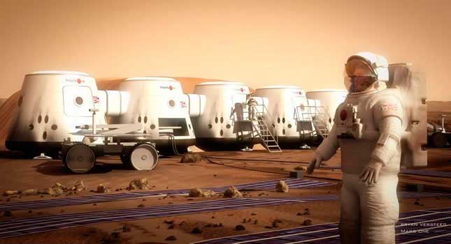 Ilustración de la empresa de los habitáculos en el planeta marciano