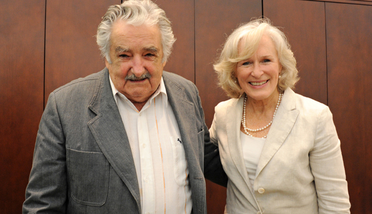Glenn Close calificó a Mujica de "maravilloso", luego de una reunión muy amena. / Foto: Secretaría de Comunicación del Uruguay.