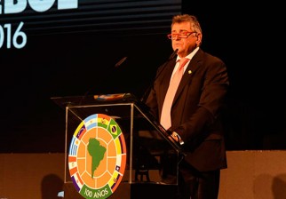 Wilmar Valdez tuvo su debut oficial como presidente de Conmebol. Foto: Conmebol