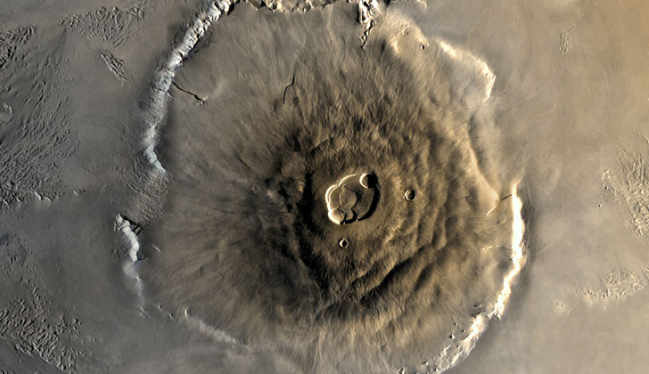 Monte Olimpo, el volcán con 25 kilómetros de altura en Marte. Foto: Wikimedia Commons. 