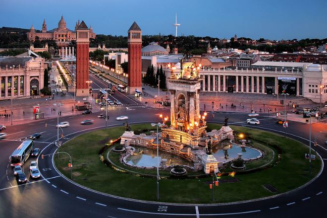 Plaza de España en el centro de Barcelona, España. Foto: Jorge Franganillo. 