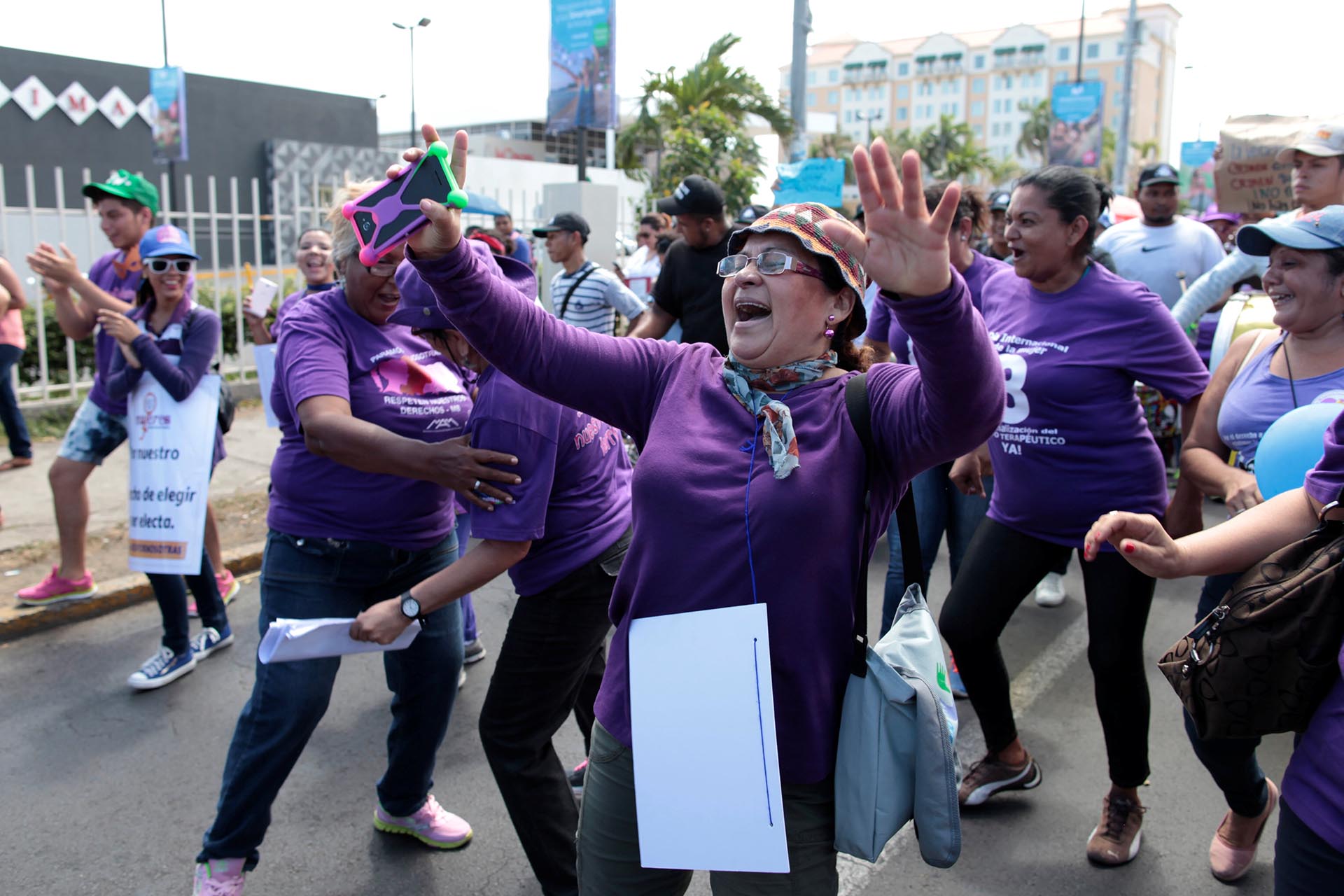 Women take part in a march to mark International Women's Day in Managua, Nicaragua March 8, 2017. REUTERS/Oswaldo Rivas