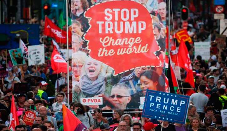 'Trump not welcome': Miles de personas protestan contra Trump y la OTAN ...