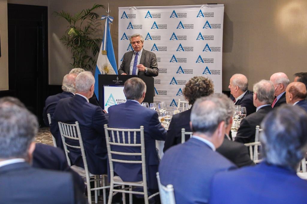 El presidente Alberto Fernández reunido con empresarios. Foto: Casa Rosada 