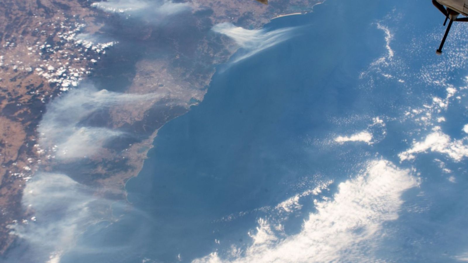 El humo de los fuegos de Australia visto desde el espacio. Foto: NASA