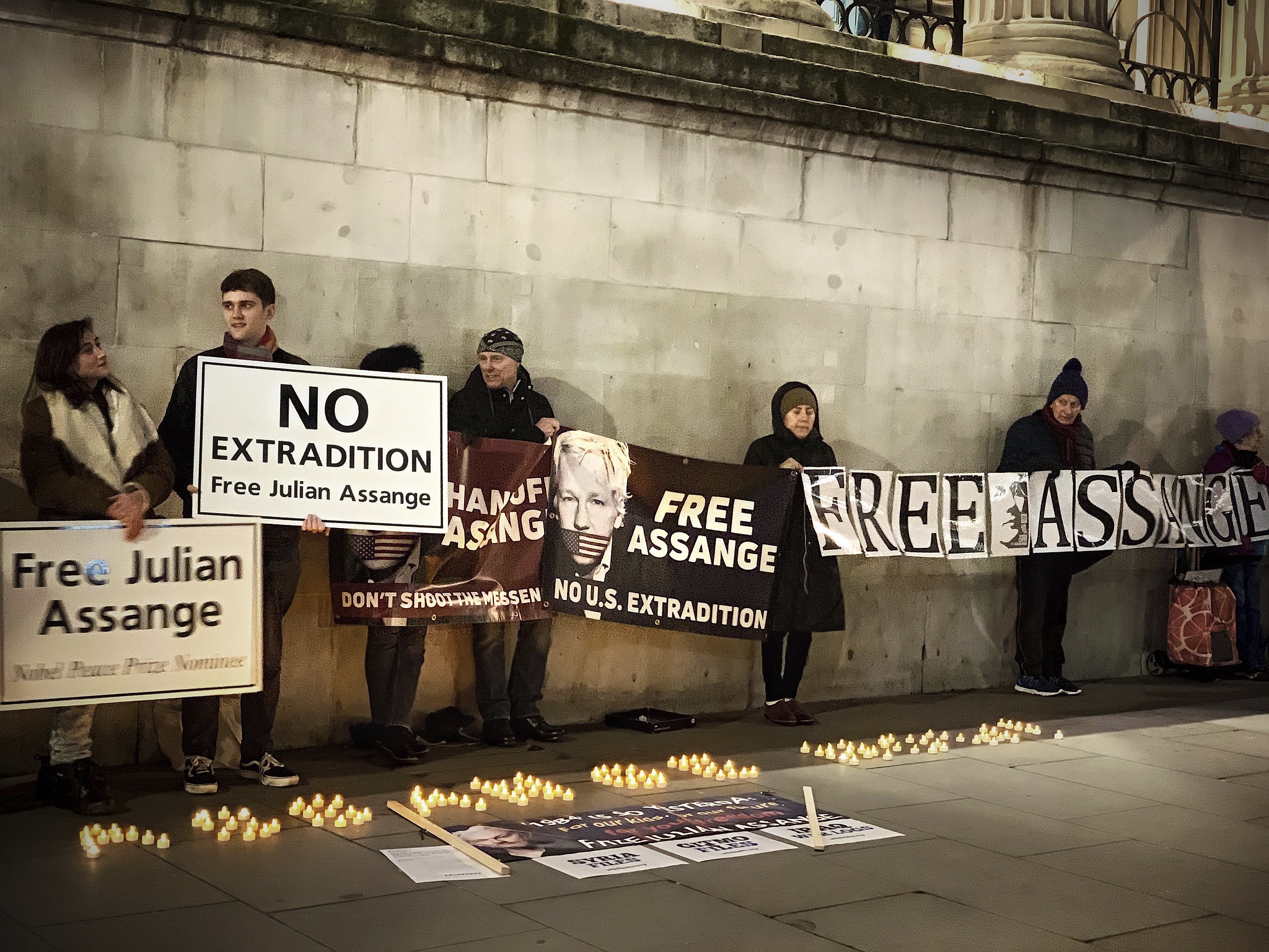 Manifestación por la liberación de Julian Assange en Trafalgar Square, Londres, en enero de 2020. Foto: Flickr / Garry Knight