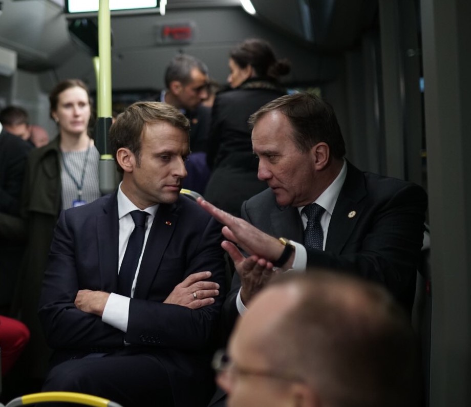 El primer ministro sueco, Stefan Löfven (der), junto con el presidente francés Emmanuel Macrón durante una visita de Estado a Estocolmo. Foto: Oficina del Primer Ministro de Suecia