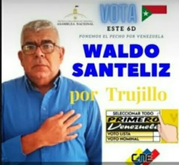 Uno de los afiches de la campaña política de Waldo Santeliz. 