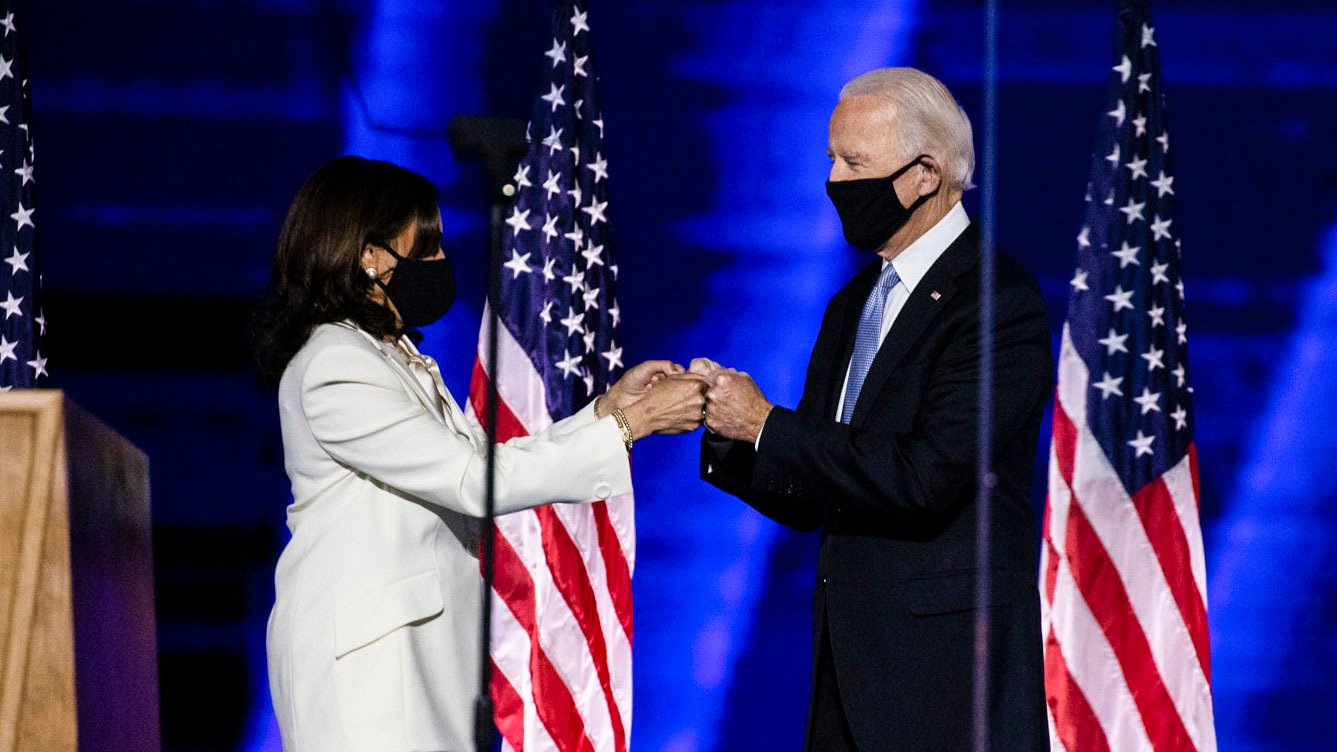 Kamala Harris junto a Joe Biden, vicepresidenta y presidente electos de Estados Unidos. Foto: Twitter/ Kamala Harris