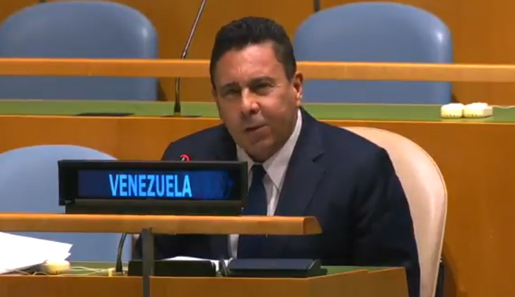 Embajador de Venezuela ante la Organización de Naciones Unidas (ONU), Samuel Moncada: Foto: Twitter.