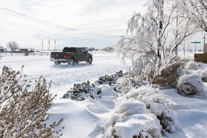 Las carreteras y rutas en Texas están totalmente tapadas por la nieve. Foto: Twitter