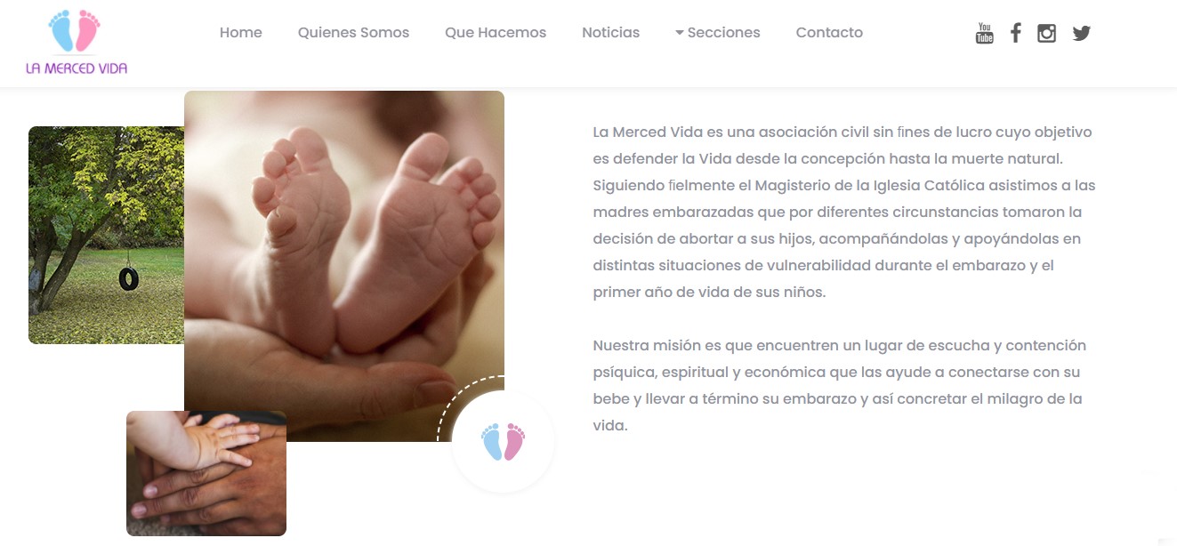 Página web de la organización "La Merced Vida"