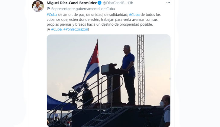 Presidente de la República de Cuba, Miguel Díaz-Canel/Twitter.