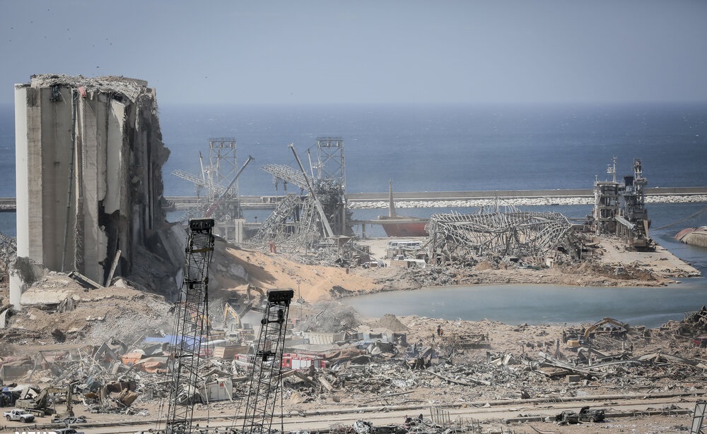Daños provocados por la explosión en el puerto de Líbano. Foto: Wikimedia Commons