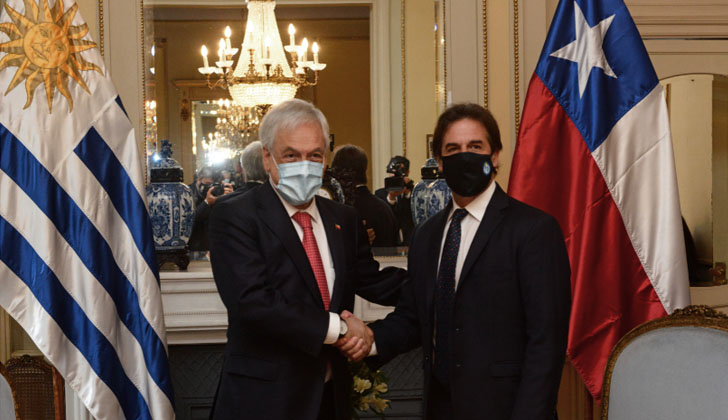 Lacalle recibió a Piñera en la residencia de Suárez y Reyes. Foto: Presidencia de la República. 