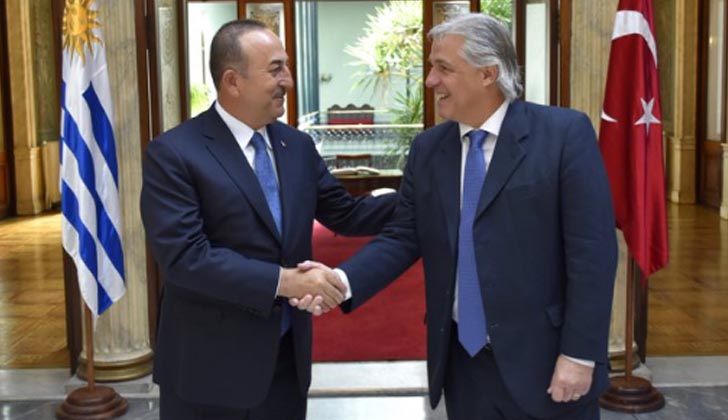 Foreign Minister of Turkey, Mevlüt Çavuşoğlu, together with Foreign Minister Francisco Bustillo.  MREE photo.