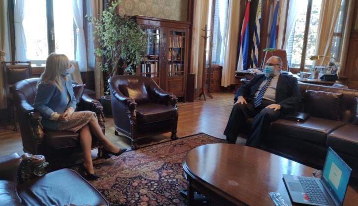 The Vice President of the Republic, Beatriz Argimón, received the President of the INDDHH, Juan Faroppa.  Photo: Parliament.